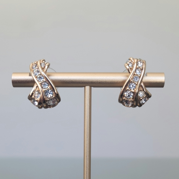 Swarovski Jewelry - SOLD - Vintage Swarovski X Gold Tone Earrings